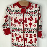 Size 12-18m (75): Hanna Andersson White/Red Snowflake Reindeer Print 1pc PJs