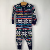Size 12-18m (75): Hanna Andersson Blue/Colorful Snowflake Print 1pc PJs