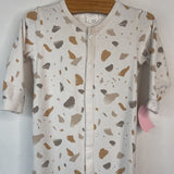 Size 6m: Firsts Petit Lem Creme/Orange/Grey Patterned 1pc Footy PJs