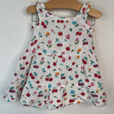 Size 6-12m: Angel Dear White Floral Cherry Print Ruffle Sleeve Dress