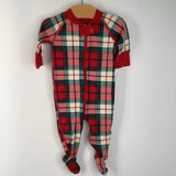 Size 0-3m (50): Hanna Andersson Green/Red Plaid 1pc Footy PJs