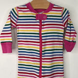 Size 3-6m (60): Hanna Andersson White/Colorful Striped Zip-Up 1pc PJs