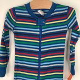 Size 3 (90): Hanna Andersson Blue/Colorful Striped 1pc PJs