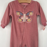 Size 9m: Kids Headquarters Pink Buttefly Fleece 1pc Footy PJs