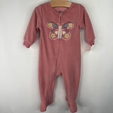Size 9m: Kids Headquarters Pink Buttefly Fleece 1pc Footy PJs