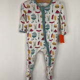 Size 3-6m: KicKee White/Blue Summer BBQ 1pc Footy PJs