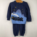Size 12-18m (75): Hanna Anderson Blue/Multi Polar Express Seater/Pants 2pc Set