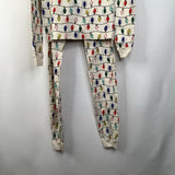 Size 14 (160): Hanna Andersson White/Holiday Lights 2pc PJs