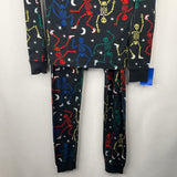 Size 8 (130): Hanna Andersson Black/Colorful Skeletons2pc PJs