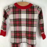 Size 2 (85): Hanna Andersson Red/Green/White Plaid 2pc PJs
