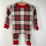 Size 2 (85): Hanna Andersson Red/Green/White Plaid 2pc PJs