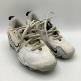 Size 1Y: Nike White/Black Lace-Up Baseball Cleats