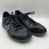 Size 6.5Y: Nike Tiempo Black/Blue Lace-Up Soccer Cleats