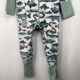 Size 2-4: Polarn O Pyret White/Green Fish Print 1pc PJs