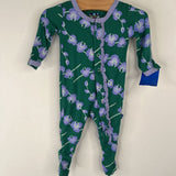Size NB: Kickee Green/Purple Floral 1pc Footy PJs