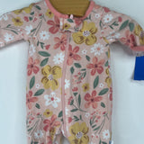 Size Premie: Gerber Pink/Colorful Floral 1pc Footy PJs