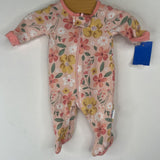 Size Premie: Gerber Pink/Colorful Floral 1pc Footy PJs