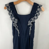 Size 10-12: Old Navy Blue/White Floral Ruffled Tank Romper