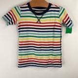 Size 4-5: Primary White/Rainbow Stripe 2pc Shorty Short Sleeve PJs