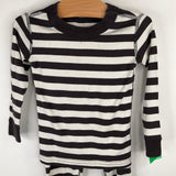 Size 3 (90): Hanna Andersson White/Black Striped 2pc PJs