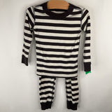 Size 3 (90): Hanna Andersson White/Black Striped 2pc PJs
