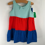 Size 12-18m (75): Hanna Andersson Blue/Red Color Blocked Tank Dress w/Bloomers