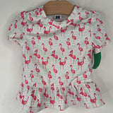 Size 6-12m: Janie & Jack White/Pink Flamingo Print 2pc Swimsuit