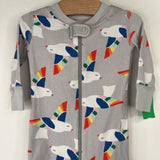 Size 3-6m (60): Hanna Andersson Grey/Rainbow Birds 1pc PJs