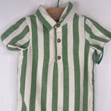 Size 3-6m (60): Hanna Andersson Green/White Striped Shorty Romper