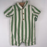 Size 3-6m (60): Hanna Andersson Green/White Striped Shorty Romper