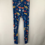 Size 6-7 (120): Hanna Anderson Blue Colorful Dinosaur Print 2pc PJs