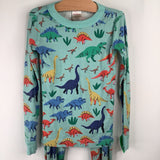 Size 6-7 (120): Hanna Anderson Blue Colorful Dinosaur Print 2pc PJs