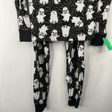 Size 8 (130): Hanna Andersson Black/White Ghosts 2pc PJs