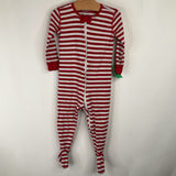 Size 9-12m: Primary Red/white Striped Zip-Up 1p Footy PJs