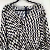 Size XL: Angel Maternity Blue/White Patterned Long Sleeve Dress