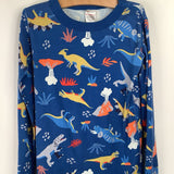 Size 10 (140): Hanna Andersson Blue/ Colorful Dinosaurs 2pc PJs