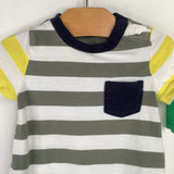 Size 3-6m: Baby Gap Grey/Yellow/White Stripe Short Sleeve Romper