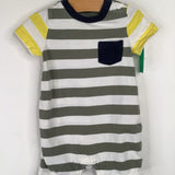 Size 3-6m: Baby Gap Grey/Yellow/White Stripe Short Sleeve Romper