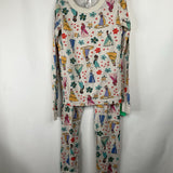Size 10 (140): Hanna Andersson Creme Princess Print 2pc PJs