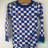 Size 4 (100): Hanna Andersson Blue/White Checkered Hearts 2pc PJs