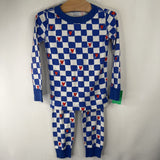 Size 4 (100): Hanna Andersson Blue/White Checkered Hearts 2pc PJs