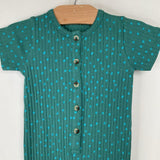Size 18-24m: Kate Quinn Green/Blue Polka Dots Short Sleeve Romper