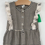 Size 12-18m: Kate Quinn Creme/Black Striped Short Sleeve Romper