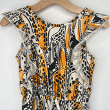 Size 10: Tea Black/White/Yellow Giraffe Ruffled Tank Dress