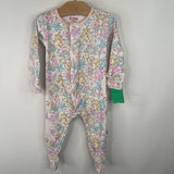 Size 3-6m: Magnetic Me White/Pink/Blue Floral 1pc Footy PJs