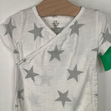 Size 6-9m: Aden + Anais White/Grey Stars Short Sleeve Romper