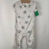 Size 6-9m: Aden + Anais White/Grey Stars Short Sleeve Romper