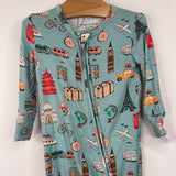 Size 9-12m: Posh Peanut Blue Travel 1pc Footy PJs