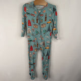 Size 9-12m: Posh Peanut Blue Travel 1pc Footy PJs