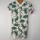 Size 6-12m (70): Hanna Andersson White/Green Dinosaur 1pc Shorty PJs